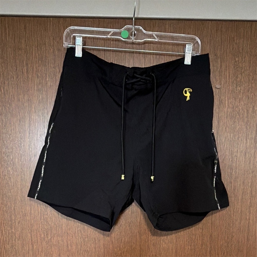 Tucann Men's Black Athletic Activewear Shorts L Drawstring Elastic Waist Pockets